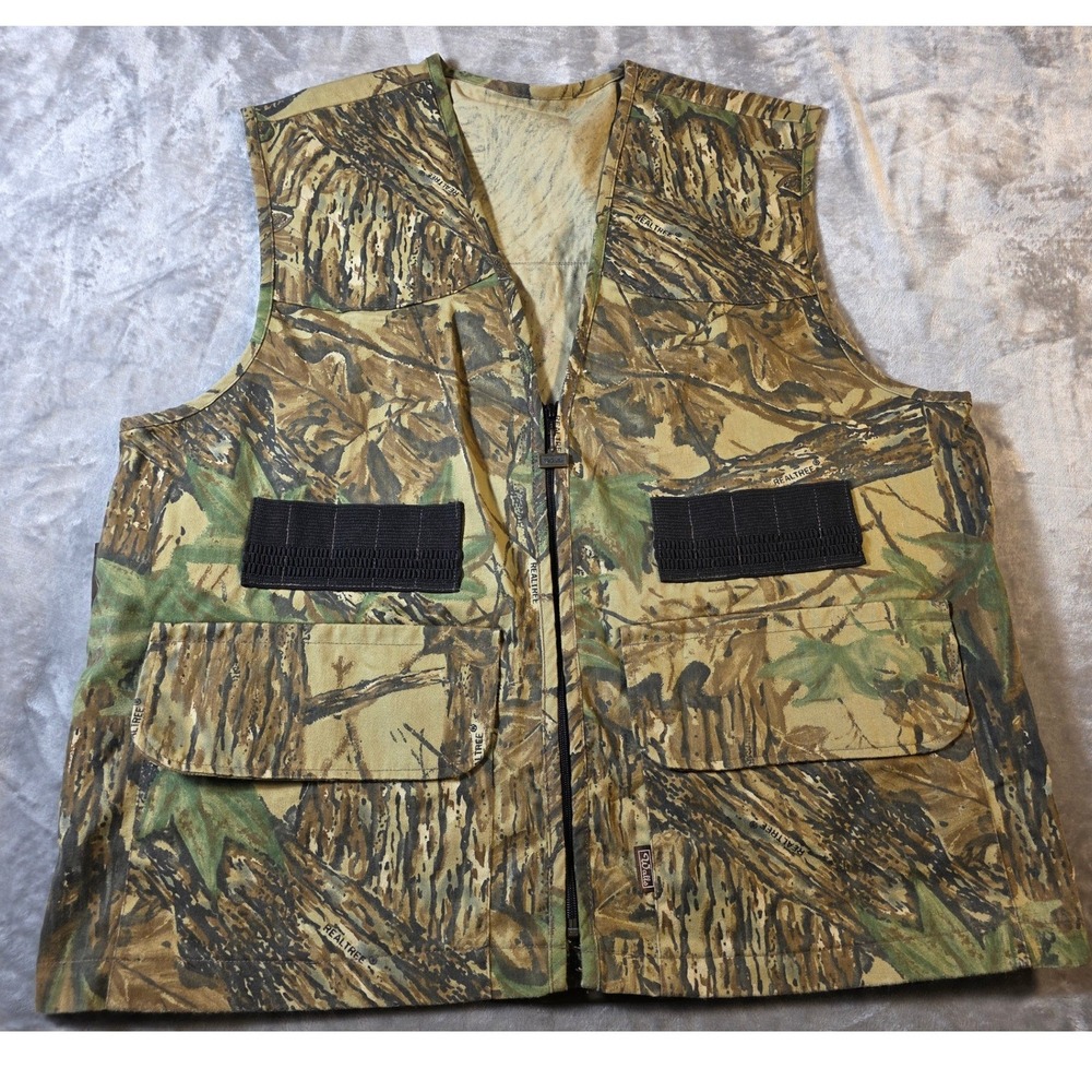 Walls Hunting Vest Men XL Brown Realtree Camo Game Bag Shell Loops Zip Front